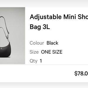 Lululemon Athletica Black Mini Bag with Adjustable Strap